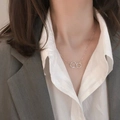 Minimalist double interlaced geometric rings necklace with delicate silver chain - Silver Interlocking Circles (NST-0009)