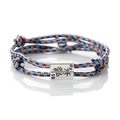 Three-color woven cord bracelet with magnetic metal slider for couples and friends - Blue Red White