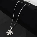 Silberner Puzzle-Anhänger Halskette aus Edelstahl mit einer Kugelkette für Paare - Stil A Kugelkette