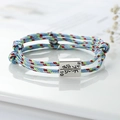 Light blue double-layered woven rope bracelet with magnetic clasp and numbers 89 and 10 - Bright Blue Red