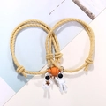 Astronaut magnetic couple bracelets in bright yellow woven rope for lovers - Yellow Pair