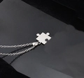 Poliertes silbernes Puzzle-Stück Halskette Anhänger für Paare aus Edelstahl - Stil A O-Form Kette