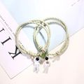 Astronaut charm braided couple bracelets in light green with cute star pendant - Green Pair