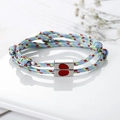 Adjustable magnetic heart coupling bracelet with colorful braided rope for couples - Bright Blue Red