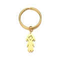 Portachiavi in metallo dorato lucido con ciondolo a forma di bambina e anello spaccato - Ragazza (Oro)