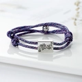 Braided red magnetic couple bracelet with engraved silver numbers 89 and 10 - Purple