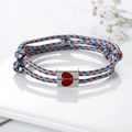 Braided rope magnetic couple bracelets with heart magnets in red and blue colors - Blue Red and White