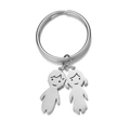 Polierter silberner Metall-Schlüsselanhänger mit minimalistischen Jungen und Mädchen Anhängern - Junge Und Mädchen (Stahlfarbe)
