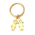 Minimalistischer goldener Schlüsselanhänger aus Edelstahl mit Jungen- und Mädchen-Anhängern - Junge Und Mädchen (Goldfarbe)
