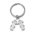 Minimalistischer Schlüsselanhänger mit zwei niedlichen Cartoon Mädchen Anhängern in Silber - Zwei Mädchen (Stahlfarbe)