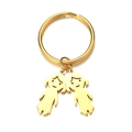 Polierter goldener Schlüsselanhänger mit zwei minimalistischen Mädchen-Anhängern am Ring - Zwei Mädchen (Goldfarbe)