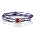 Handwoven purple and blue couple bracelet with magnetic heart buckle on white background - Purple