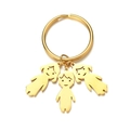 Personalisierter goldener Schlüsselanhänger mit Jungen- und Mädchen-Silhouetten - Ein Junge Und Zwei Mädchen (Goldfarbe)