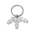 Polierter Metall Schlüsselanhänger mit drei minimalistischen Mädchen Anhängern in Silber - Drei Mädchen (Stahlfarbe)