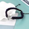 Lebensbaum Armband mit zweireihigen tiefblauen afrikanischen Steinperlen - Lapislazuli Silber