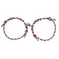 Détail de bracelets de couple aimant cœur de Noël avec cordons réglables rouge vert et blanc - Aimant Rond Avec Capuchon Mais Sans Pendentif