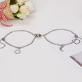 Bracciali magnetici a cuore per coppia in acciaio inossidabile con ciondoli sole e luna - Catena di Grani di Riso Sole Luna