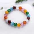 Pulsera artesanal de cuentas de ojo de gato de colores con efecto de brillo natural - 10mm