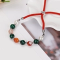 Bracciale intrecciato rosso fatto a mano con pietre naturali e ciondolo Albero della Vita - Stile Perline Miste Corda Intrecciata Rossa (1)