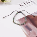 Bracciale retrò in pietre naturali con agata colorata e cordino regolabile per coppie - Agata Multicolore