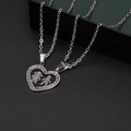 Minimalist silver-toned stainless steel couple necklaces with heart puzzle pendants - Figure Silhouette Puzzle Style (10)