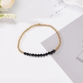 Pulsera minimalista de 4 mm con cuentas de piedra negra natural y oro para parejas y moda - Ónice Negro Facetado