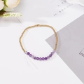 Pulsera minimalista con cuentas doradas de 4mm y piedras naturales moradas facetadas para parejas - Faceted Purple Gold