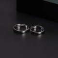 Minimalist silver couple rings with polished mirror finish and adjustable open band design - One Size(Adjustable) / Couple Pair Style / Silver