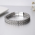 Bracciale da uomo in acciaio inossidabile argento con doppia catena e chiusura magnetica - Chiusura in Acciaio Inossidabile 18CM