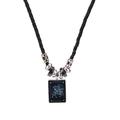 Vintage Sagittarius zodiac pendant necklace with black braided cord and silver charms - Sagittarius