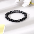 Minimalist handmade black wooden bead bracelet for men with natural matte finish - Black Beaded Style