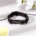 Retro handmade dark brown leather bracelet with silver alloy guitar pendant for men - Guitar Pendant Style