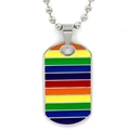 Detail shot of rainbow enamel stainless steel pride tag pendant with a metal ball chain - Dragon Bone Chain Style (4814611724468)