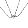 Collier chaîne vénitienne argentée avec un fermoir magnétique central pour couples - Aimant Rond (NST-0014)