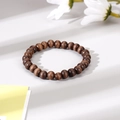 Bracciale da uomo fatto a mano con perline in legno marrone scuro e trama naturale - Stile Perline in Legno Scuro