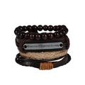 Handmade multilayer leather bracelet set with inspirational metal plaque for men - 5-Piece Set