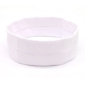 Close-up of high-elastic pure white yoga headband showing soft fabric texture and stitching - White