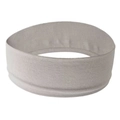 Close-up of light grey elastic knitted headband showing ribbed texture and stretchable fabric - Gray