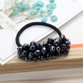 Macro di elastico per capelli con perline di cristallo nero e perline sfaccettate lucide - Blu Notte
