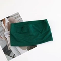Elastic dark green wide yoga headband with premium ribbed knit texture and sweat-absorbent fabric - Dark Green