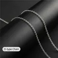 Men's minimalist stainless steel cable chain necklace in silver finish, sleek 0-style - Cross O-Chain