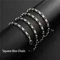 Men's titanium steel square cross chain necklace in silver finish with lobster clasp - Square Cross Links