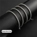 Collana da uomo a catena in osso di drago in acciaio al titanio con finitura argento - 2.4 Catena a Osso di Drago 60cm
