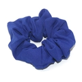 Deep royal blue knitted fabric scrunchie hair tie for women on a white background - Blue