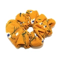 Ginger yellow floral chiffon scrunchie with white daisy print and soft elastic texture - Earth Yellow Floral