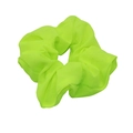 Neon green elastic hair scrunchie made of pleated fabric displayed on a white background - Neon Yellow