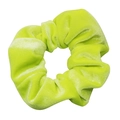 Neon yellow velvet hair scrunchie with soft ribbed texture and elastic band - Neon Yellow