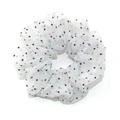 Chic white tulle polka dot scrunchie with sparkling glitter detail for women hair - Large / White