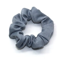 Dusty blue satin scrunchie hair tie with glossy texture and elegant pleated design - Gray