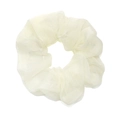 Elegant off-white organza scrunchie with shimmer texture for hair accessories - White
